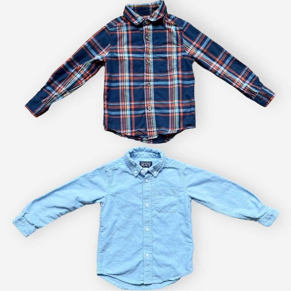 Children’s Place BUNDLE OF 2 Boys Kids Long Sleeve Button Down Shirts. 4. 4T.